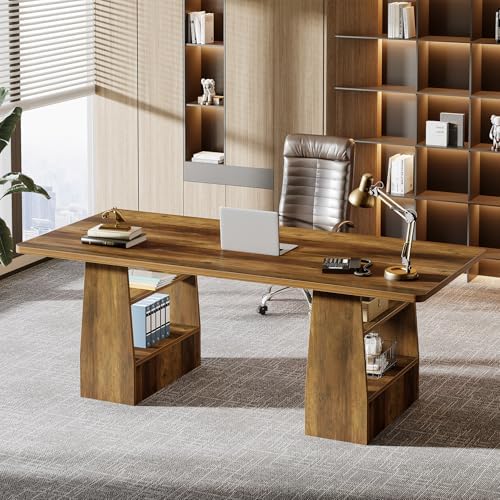 Tribesigns 63 Inch Executive Desk with 4 Storage Shelves by Tribesigns