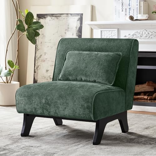 Armless Accent Chair Comfy Upholstered Modern Living Room Side Chair by womina