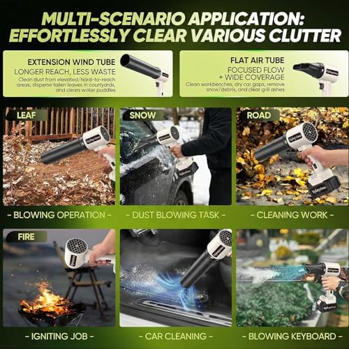 Leaf Blower Cordless with Battery and Charger 100,000 RPM Jet Dry Blower Handheld Turbo Fan 2x21V Batteries for Car Drying Patio - Image 5