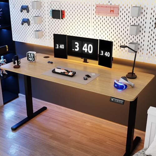 Shintenchi Standing Desk,55x24 Inch Height Adjustable Electric Sit Stand up Desk, Ergonomic Rising Computer Table, Modern Lift Gaming Desk Workstation for Home Office, White by Shintenchi%7CFurnitureMadeforRealLife