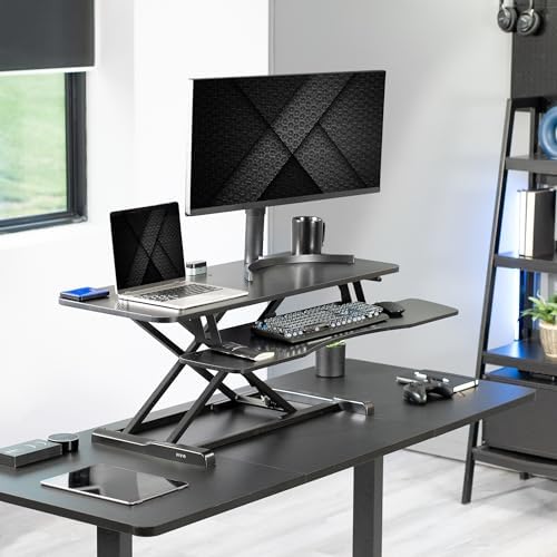 VIVO Black Carbon Fiber 42 inch Desk Converter, DESK-V042KR - Image 2