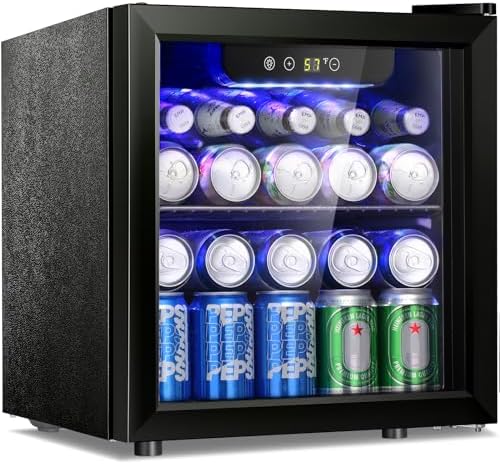 Antarctic Star 12 Bottle/48 Can Beverage Refrigerator, Wine Cooler/Cabinet, Mini Drink Fridge, Clear Front Glass Door Counter Top Red Cellar Beer Soda Bar Quiet Compressor Freestanding 1.3 cu.ft. by AntarcticStar
