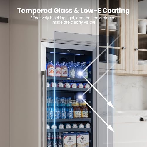 Yeego 24 Inch Beverage Refrigerator, 238 Can Beer Cooler with Glass Door - Image 6