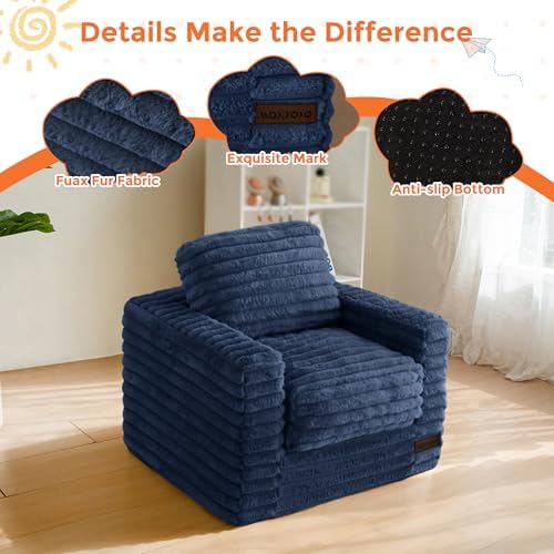 MAXYOYO Kids Bean Bag Chair, Comfy Upholstered Bean Bag Sofa with Filler - Image 3