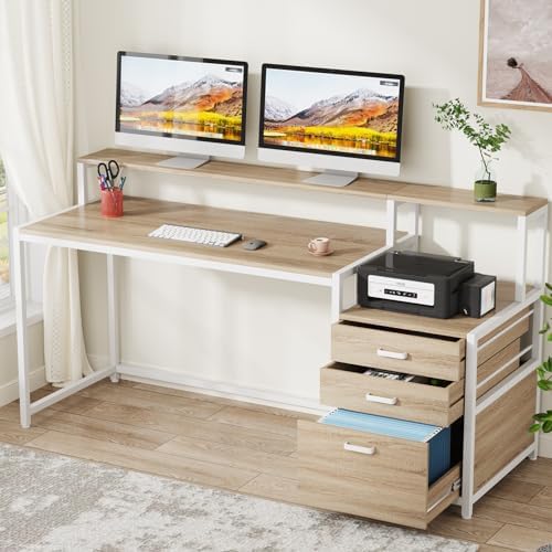 Tribesigns 63 Inch Computer Desk with File Drawer Cabinet, Home Office Desk by Tribesigns