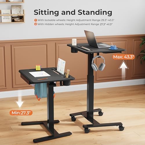 28" Mobile Standing Desk with Drawer, Portable Laptop Desk - Image 4