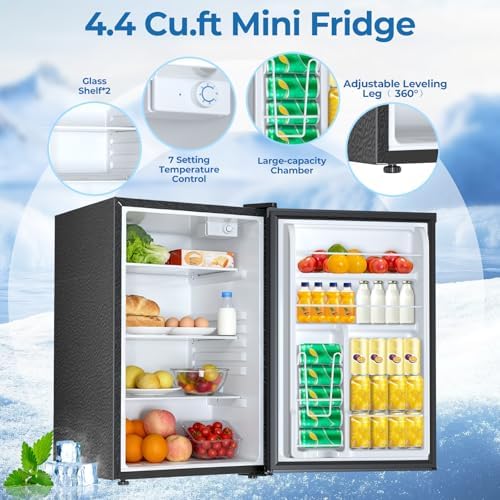 Electactic Compact Refrigerator 4.4 Cu.ft Mini Fridge, Single Door Refrigerator with Adjustable Temperature Settings, Low Noise, for Bedroom, Office, Dorm Black - Image 3