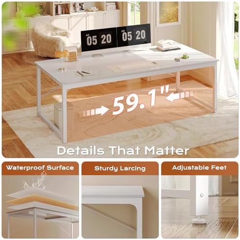 PRAISUN 63 X 29.5 Inch Computer Desk with Deeper Desktop - Image 6