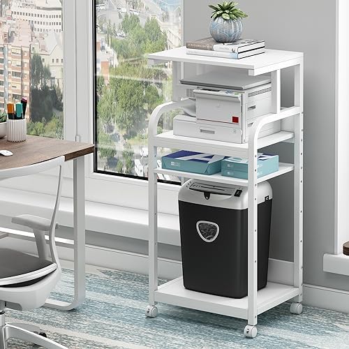 Fannova 4 Tier White Printer Shredder Stand with Storage for Home Office by Fannova