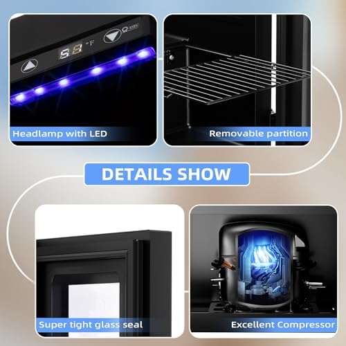 Antarctic Star 18L Beverage Refrigerator Cooler 24Can, Mini Fridge with Quiet Compressor, LED Light,Freestanding Small Fridge with Electronic Temperature Control for Home and Bar(40-61 ℉) - Image 6