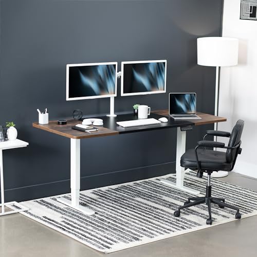 VIVO Black/Vintage Brown 71 x 30 in Standing Desk, DESK-KIT-2W7BN - Image 2