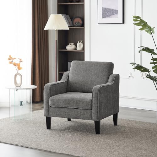 VINGLI Light Grey Accent Chair, Chenille Fabric Armchair for Living Room - Image 2