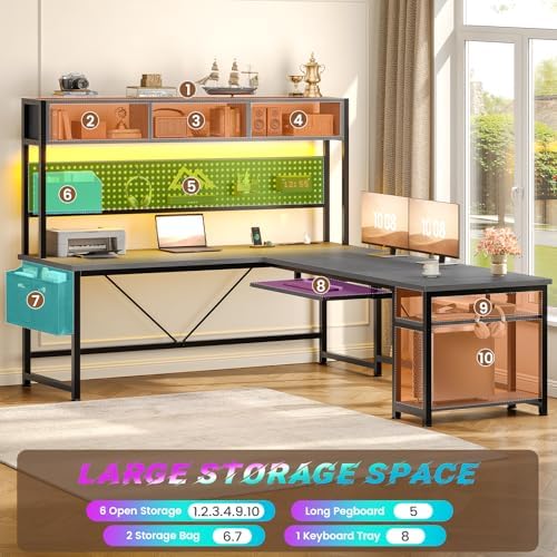 SEDETA L Shaped Office Desk with Hutch, Reversible 94.5" Computer Desk - Image 6