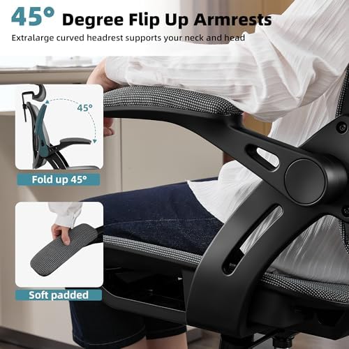 Executive Office Chairs Gaming Chairs with Headrest Lumbar,Grey - Image 4