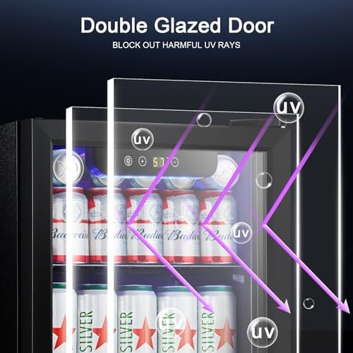Antarctic Star Mini Fridge 12 Bottle 48 Can Beverage Refrigerator Cooler with Glass Door for Soda Drinks or Wine,Freestanding Beverage Fridge for Home and Bar with Adjustable Shelving, 1.3 Cu. Ft. - Image 3