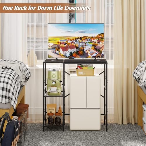 Mini Fridge Stand with Storage Shelves Dorm Microwave Stand Reversible - Image 4