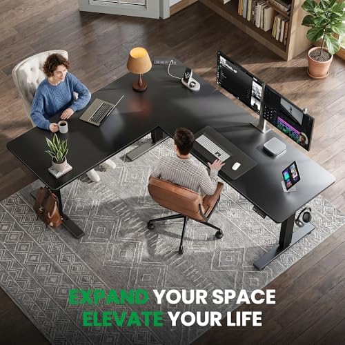 SIAGO 63x55 Inch L-Shaped Standing Desk with Charging Station Corner Desk - Image 2