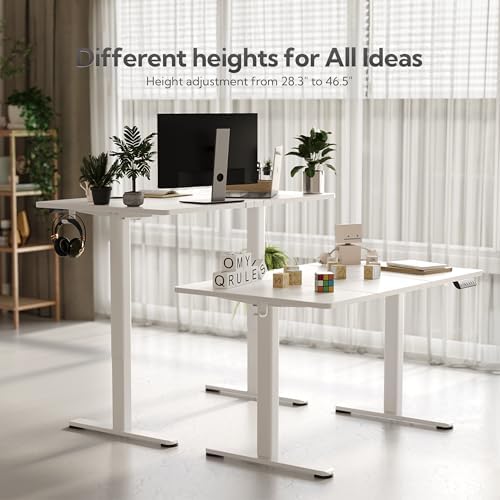 Claiks Electric Standing Desk, Adjustable Height Stand up Desk, 63x24 Inches Sit Stand Home Office Desk with Splice Board, White Frame/White Top - Image 4