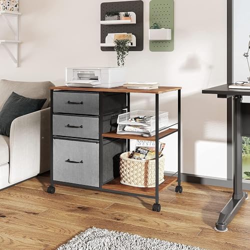 DEVAISE 3 Drawer Mobile File Cabinet, Fabric Lateral Filing Cabinet - Image 2