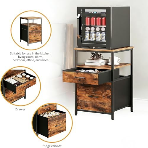 Herture Mini Fridge Stand, Small Refrigerator Stand with 3 Storage - Image 3