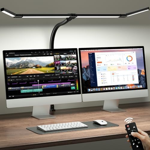 ONEMIX LED Desk Lamp with Clamp, 42-Inch 4-Panel Light for Dual Monitors by DeskLamp