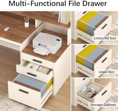 YOMILUVE 65" Computer Desk with 3 Drawers & Printer Shelf for Home Office - Image 5