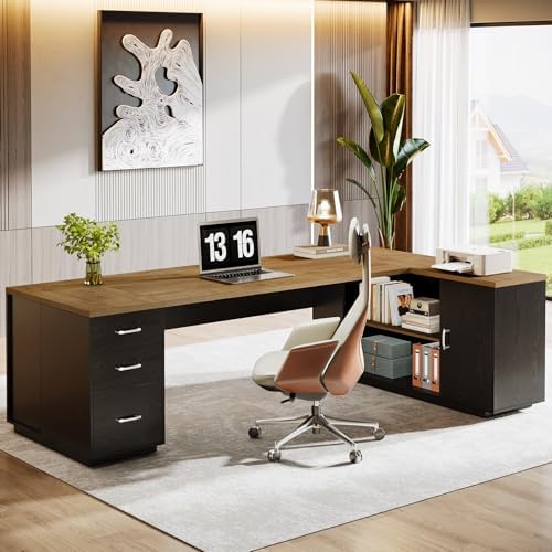 Tribesigns 86" L-Shaped Executive Office Desk, Extra Large Home Office Desk - Image 3