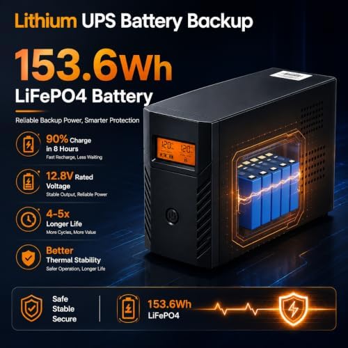 PowMr 1500VA/800W Lithium UPS Battery Backup & Surge Protector - Image 4