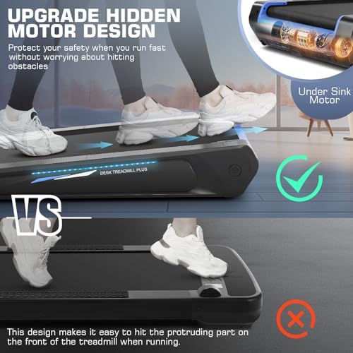 FUNMILY Smallest Walking Pad with 5% Incline, 2 in 1 Under Desk Treadmill for Home Office, 2.5 HP Mini Compact Walking Treadmill, Installation-Free/300lbs Weight Capacity/Unique Lighting Design - Image 2