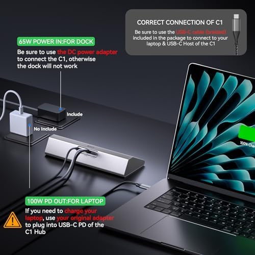 Gitfos Powered USB Hub, 15 in 1 USB 3.2 Hub, USB C Hub, 10Gbps, PD 100W - Image 4