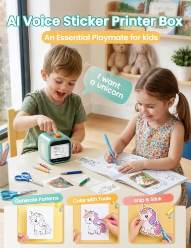 AI Voice Sticker Maker for Kids, Touchscreen Inkless Thermal for DIY Fun - Image 3