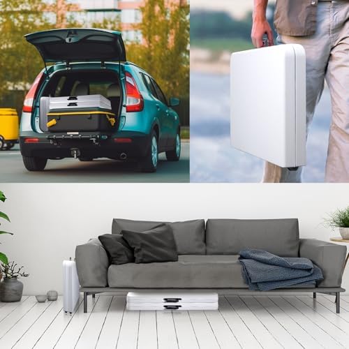 34" Square Folding Card Table,Fold-in-Half Utility Portable Table,White - Image 5