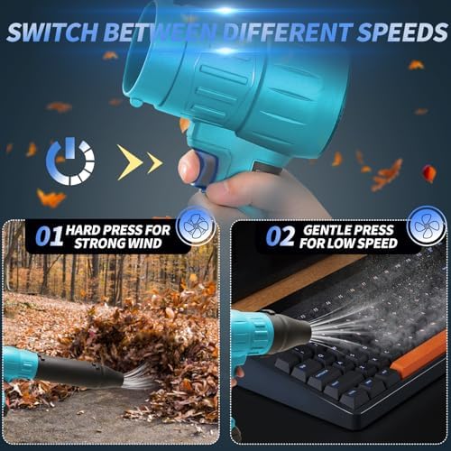 Leaf Blower Cordless, Handheld Jet Dry Blower Fan Portable Dust Cleaner with 2 Pcs 2.0Ah Batteries and Charger,3 Blowing Nozzles,Violent Turbo Blower for Lawn, Patio, Outdoors, Car, Home - Image 4