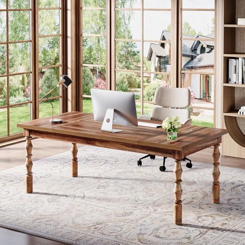 Tribesigns Large Walnut Executive Office Desk, 62" Farmhouse Computer Desk - Image 4