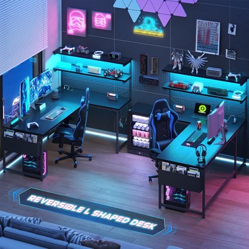 DurayLoly L Shaped Gaming Desk with No Side Bar Shelf for Small Space,Black - Image 2