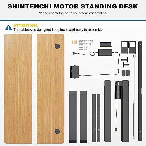 Shintenchi Electric Standing Desk, 48 x 24 Inch Height Adjustable Sit Stand Desk Morder Home Office Stand Up Desk Computer Work Station with Splice Board, (Black Frame + Bamboo Top) - Image 6