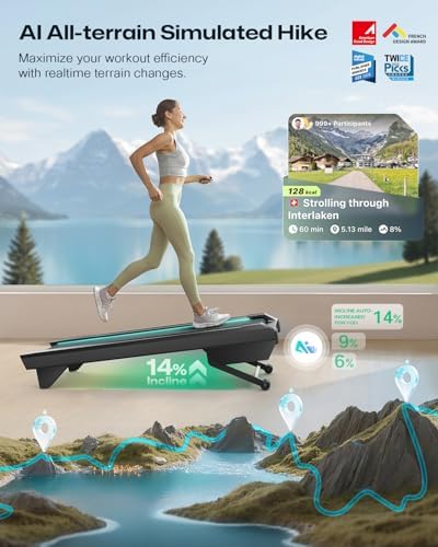 UREVO CyberPad Smart Walking Pad with 14% Auto Incline, Brushless Motorized Under Desk Treadmill for Home Office Fitness, Elegant Speed Lights, Spacious Surface, Digital Controller, AI-Powered App - Image 4