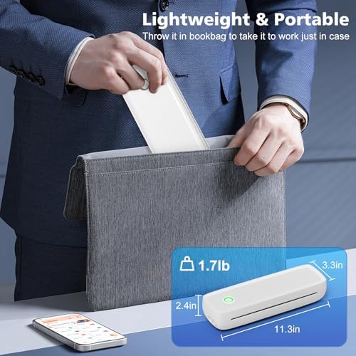 MinZhi Portable Thermal Printer,Wireless Supports 8.5" X 11"US Letter&Legal,A4&A5 Paper,Bluetooth Inkless Travel Compatible with Android iOS & Laptop for Office Travel Home - Image 4