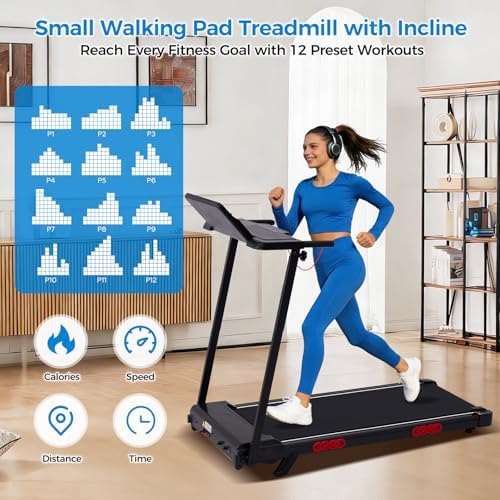Compact Walking Pad Treadmill with Handle Bar and Incline for Home, 2026 Upgrade Portable Walking Treadmill with Handles, 3.0HP Walking Pad for Exercising, 0.6-7.6MPH, 350LBS - Image 4