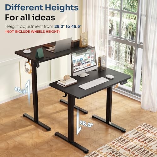 Monomi 35" x 24" Small Electric Standing Desk,Whole Piece Desktop,Black - Image 3