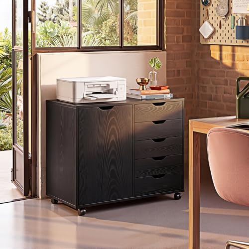 DEVAISE 5-Drawer Wood Drawer Cabinet, Office Storage Cabinet, Black - Image 2