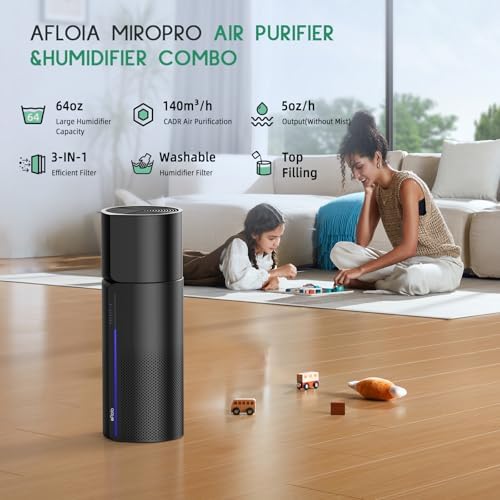Afloia Air Purifier&Humidifier Combo, Evaporative Humidifier, 7 Color Light - Image 3