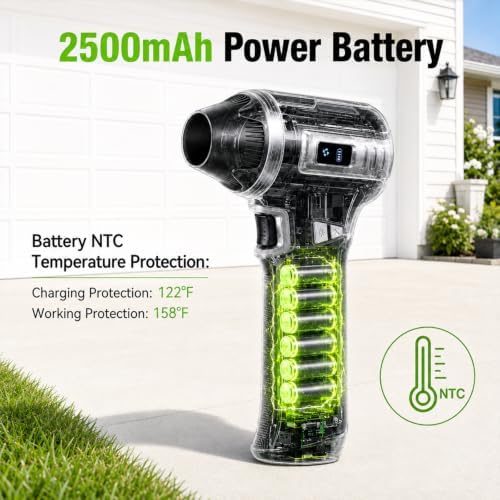 Cordless Air Duster, 22.2V High Power Electric Air Blower with 3 Speeds and 3 Nozzles, Rechargeable Turbo Fan for Car Detailing, PC Cleaning, Electronics and Garage Use - Image 5