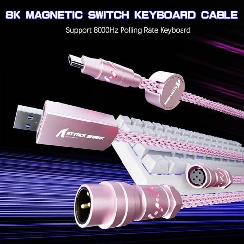 ATTACK SHARK C07 Custom Braided Aviator Cable with Light Up RGB-Pink - Image 5