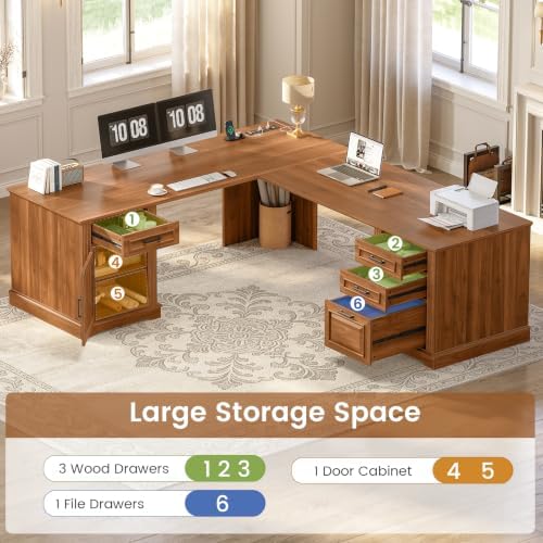 SEDETA 69" L Shaped Computer Desk with 4 Drawers, Storage Cabinet - Image 4