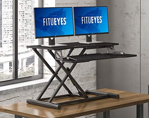 FITUEYES Height Adjustable Standing Desk 32” Wide Sit to Stand Converter - Image 6