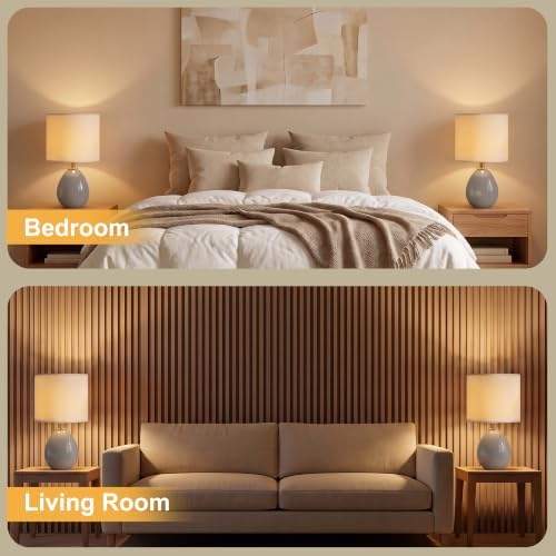 Dawnwake 17.7" Ceramic Table Lamps Set of 2 for Living Room Bedroom, Grey - Image 5
