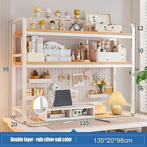 Desk Hutch Dorm, Desktop Bookshelf, 2-Tier/3-Tier Book Shelf For Office, Multipurpose Countertop Display Shelf Adjustable Metal Rack Organizer For Home Dorm Office Supplies ( Color : White , Size : 3- - Image 5