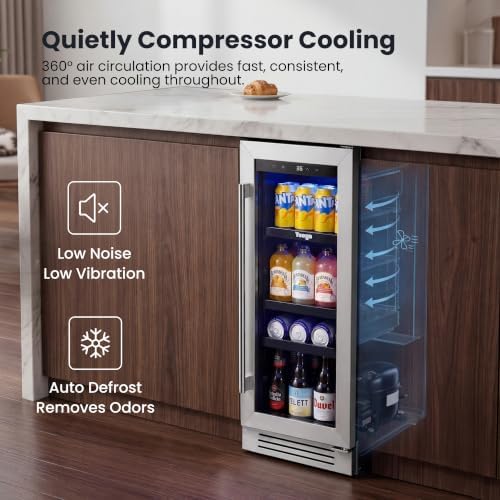Yeego Beverage Refrigerator - 12 inch 60 Cans Beer Cooler with Glass Door - Image 4