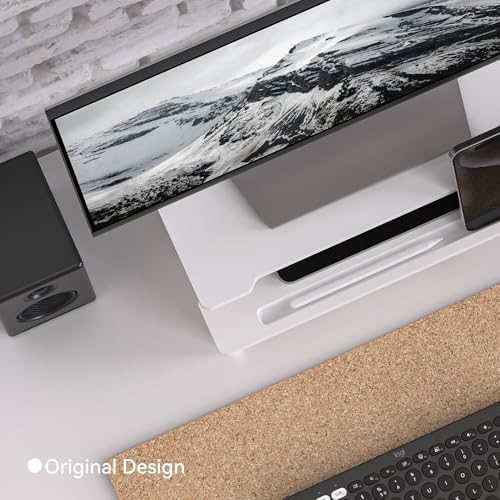 16.5” Bamboo Monitor Stand with Phone & Tablet Holder Desk Shelf - Image 4